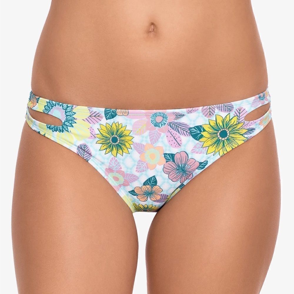 Salt + Cove Printed Cut-Out Hipster Bikini Blue Floral Small NWT